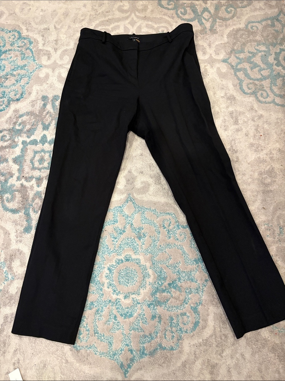 1. State Black Straight-Leg Trousers